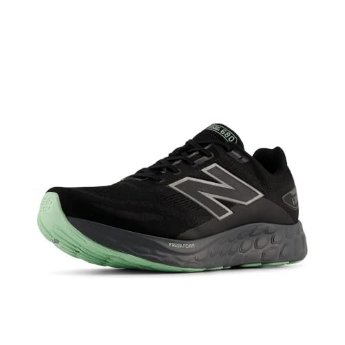 New Balance Men's Fresh Foam 680 V8 Waterproof Running Shoe, Black/Castlerock/Lab Green, 10 M