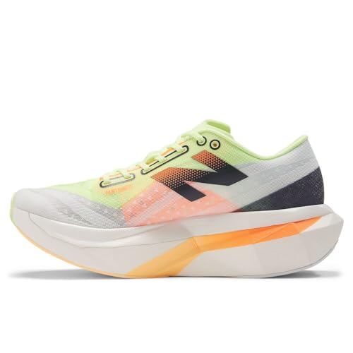New Balance Women's FuelCell SuperComp Elite V4 Running Shoe, White/Bleached Lime Glo/Hot Mango, 5 M