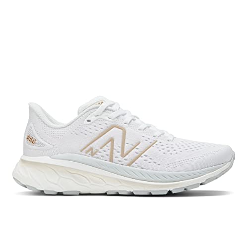 New Balance Women's Fresh Foam X 860 V13, White/Light Aluminum, 5 Wide