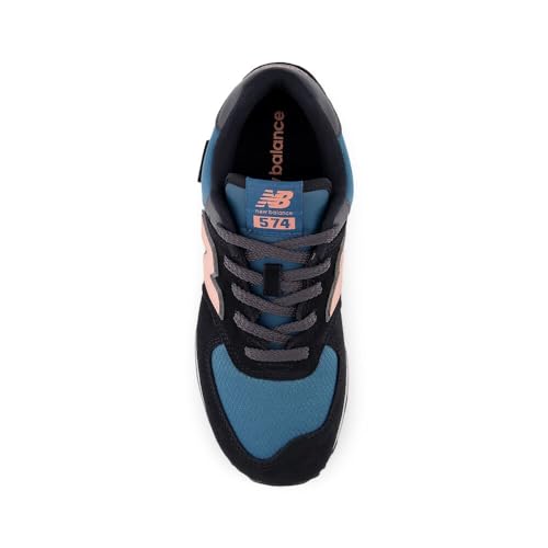 New Balance Kids 574 V1 70s Racing Lace-up Sneaker, BLACK/OMEGA PINK, 3 W Little Kid (4-8 Years)