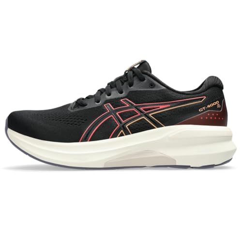 ASICS Women's GT-4000 4 Running Shoes, 8, Black/Coral Reef