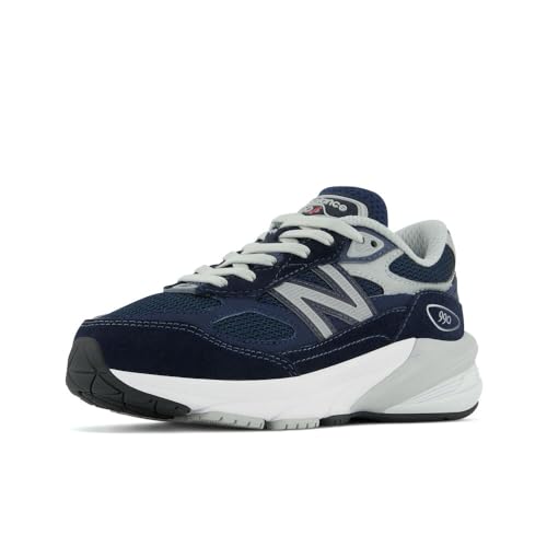 New Balance Kid's 990 V6 Sneaker, Navy/Silver, 3 Medium US
