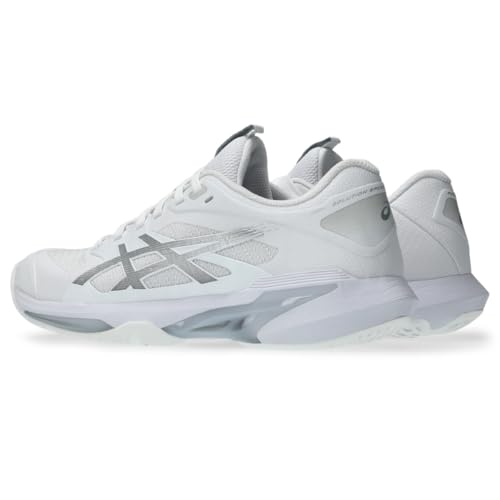 ASICS Women's Solution Speed FlyteFoam 4 Clay Tennis Shoes, 8.5, White/Pure Silver