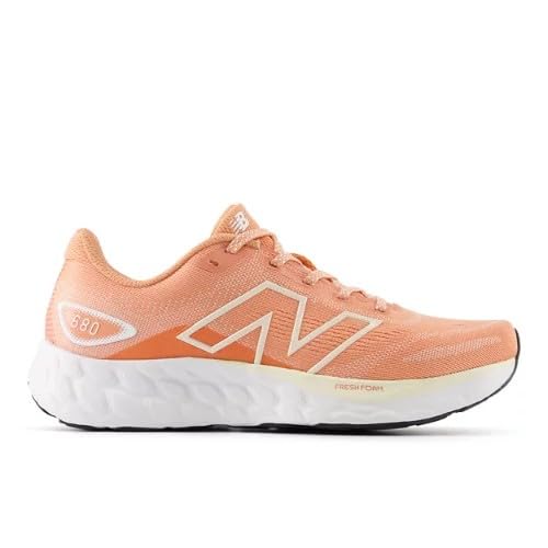New Balance Women's Fresh Foam 680 V8 Running Shoe, Peach Nectar/White/Permafrost, 10 W