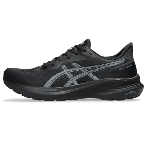 ASICS Men's GT-1000 13 Running Shoes, 10, Black/Steel Grey