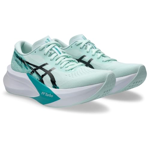 ASICS Women's Magic Speed 4 Running Shoes, 9, Soothing SEA/Black