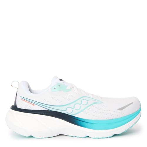 Saucony Women's Hurricane 25 Sneaker, White/Navy, 8
