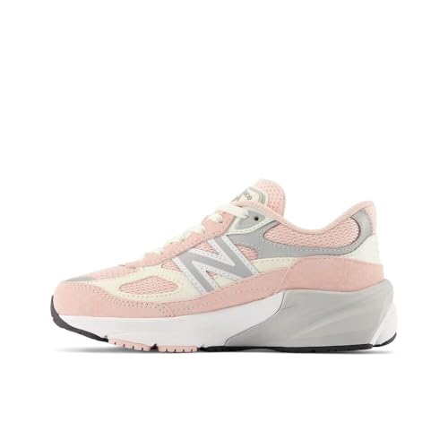 New Balance Kid's 990 V6 Lace-Up Sneaker, Pink Haze/White, 6.5 M Big Kid