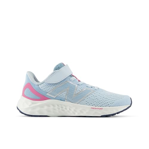 New Balance Fresh Foam Arishi V4 Bungee Lace with Top Strap Running Shoe, Quarry Blue/Real Pink/Chrome Blue, 13 US Unisex Little Kid