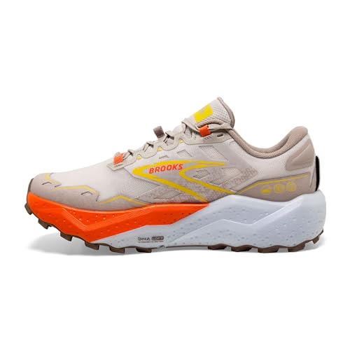 Brooks Men’s Caldera 7 Trail Running Shoe - White Sand/Chateau Gray/Yellow - 10 Medium