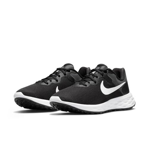Nike W Nike Revolution 6 Nn, Women's Sneaker, Black White Dk Smoke Grey Cool Grey, 6