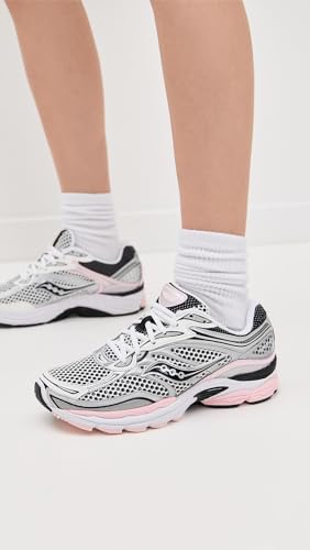 Saucony Women's ProGrid Omni 9 Sneakers, Silver/Pink, 8.5 Medium US