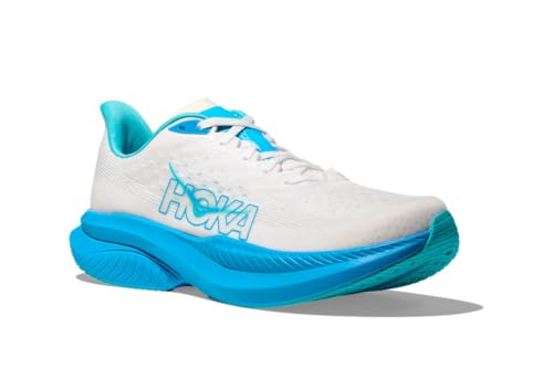 Hoka Men's Mach 6 Trainers, White Skyward Blue, 10 US
