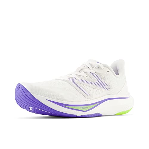 New Balance Women's FuelCell Rebel V3 Running Shoe, White/Thirty Watt/Electric Indigo, 12 W