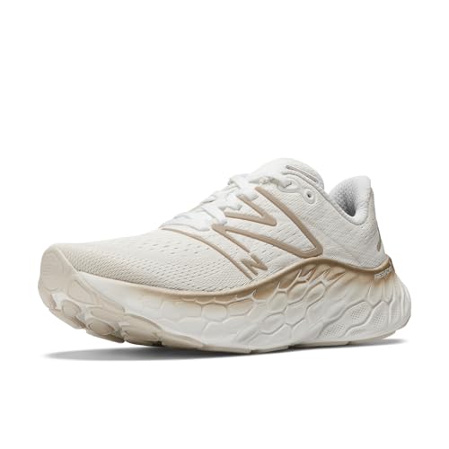 New Balance Women's Fresh Foam X More V4 Running Shoe, White/Gold Metallic/Moonbeam, 10.5 M