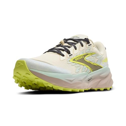 Brooks Women’s Cascadia 19 Mountain Trail Running Shoe - Coconut/Misty Blue/Ebony - 6.5 Medium