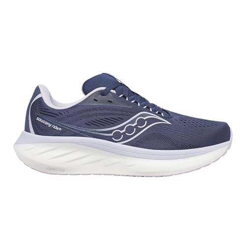 Saucony Women's Ride 18 Sneaker, Navy/Aster, 9.5