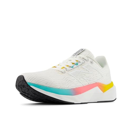 New Balance Women's FuelCell Propel V5 Running Shoe, White/Cyber Jade/Ginger Lemon, 8.5
