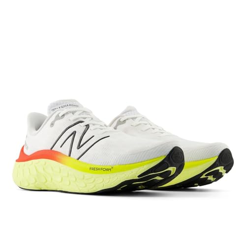 New Balance Men's Fresh Foam X Kaiha Road V1 Running Shoe, White/Black/Neo Flame, 12