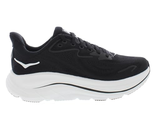 HOKA Clifton 10 Wide Womens Shoes Size 7, Color: Black/White