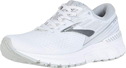 Brooks Womens Adrenaline GTS 19 Running Shoe - White/White/Grey - D - 10.5