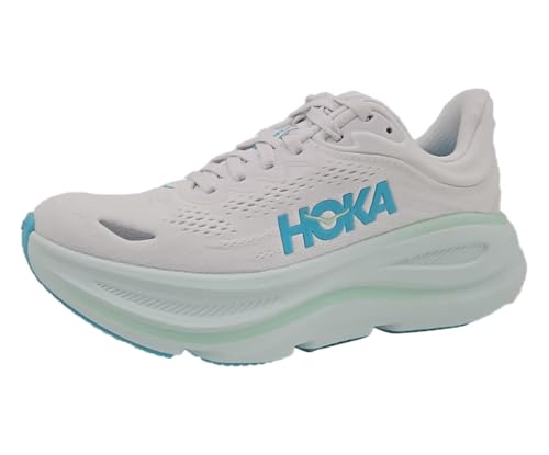 HOKA Bondi 9 Womens Shoes Size 8.5, Color: Frost/Cielo Blue