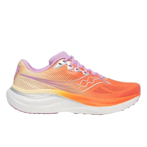 Saucony Women's Ride 19 Sneaker, Fire/Orchid, 9