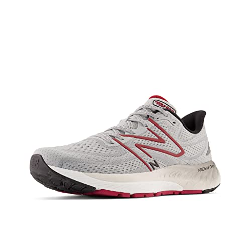 New Balance Men's Fresh Foam X 880v13 Running Shoe Aluminum Grey/Crimson/Black 8 Wide