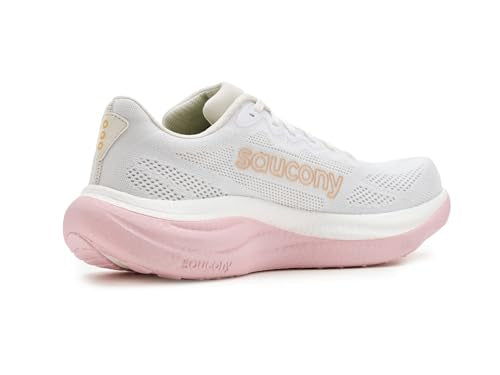 Saucony Women's Ride 19 Sneaker, White/Silk, 10 Wide