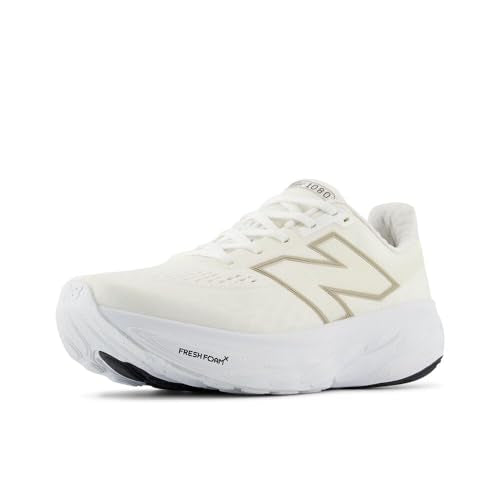 New Balance Women's Fresh Foam X 1080 V14 Running Shoe, White/Light Gold Metallic/Sea Salt, 9 W