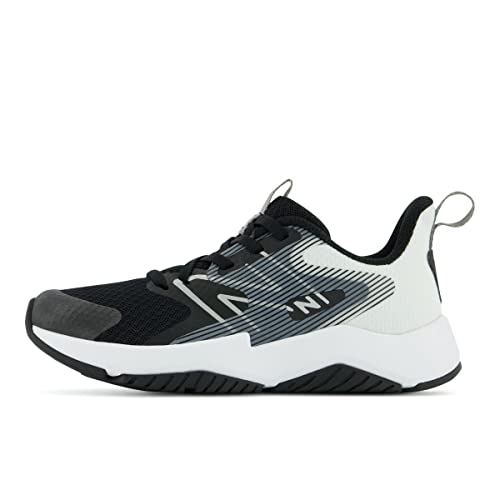 New Balance Unisex Child Rave V2 Lace-up Running Shoe, Black/White, 5 Big Kid US