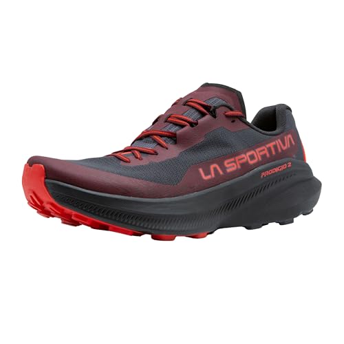 La Sportiva Mens Prodigio 2 Running Shoe, Onyx/Mountain Red, 15