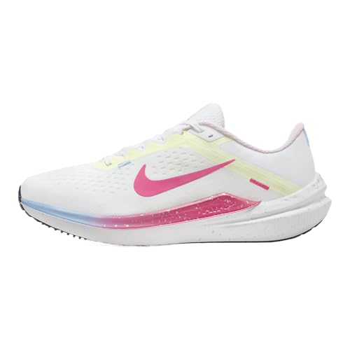 Nike Winflo 10 Women's Road Running Shoes (FZ3973-100, White/Barely Volt/Aquarius Blue/Hyper Pink) Size 7.5