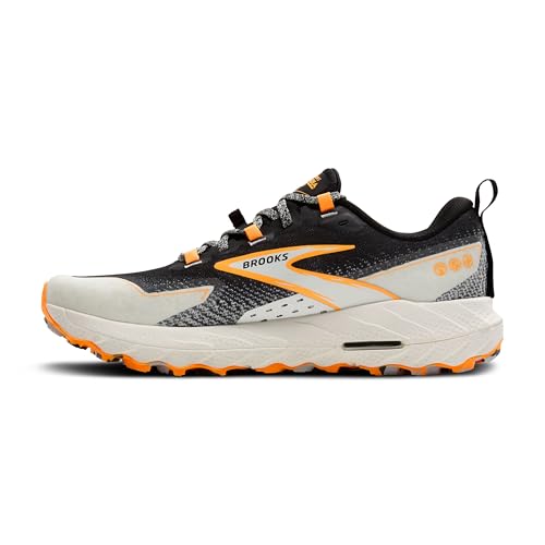 Brooks Men’s Cascadia 18 Mountain Trail Running Shoe - Black/Blue Wash/Orange - 8 Medium