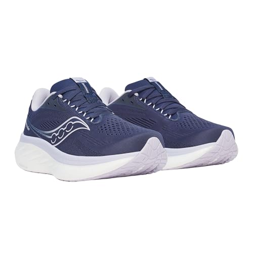 Saucony Women's Ride 18 Sneaker, Navy/Aster, 9.5
