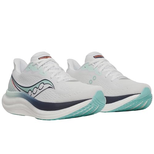 Saucony Women's Triumph 23 Sneaker, White/Navy, 8.5