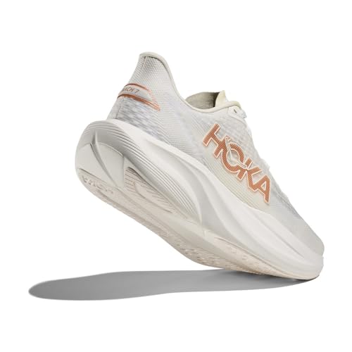 Hoka Women's Mach 7 Sneaker, Frost/Rose Gold, 9.5