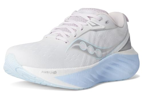 Saucony Women's Triumph 22 Running Shoe, White/Ice melt, 5 Medium