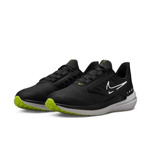 Nike Winflo 9 Shield Men's Weatherized Road Running Shoes (DM1106-001, Black/Dark Smoke Grey/Volt/White) Size 13
