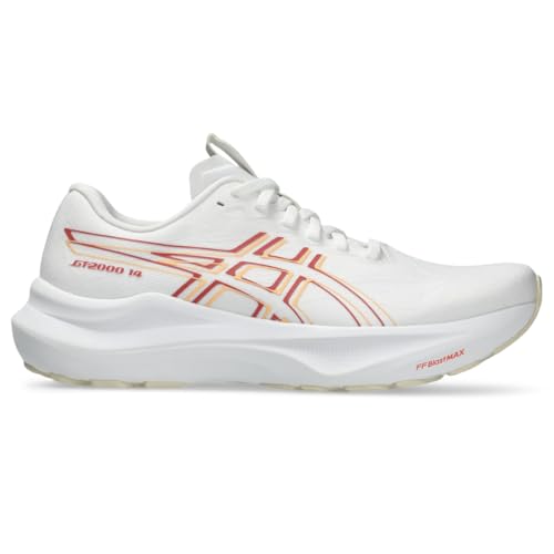 ASICS Women's GT-2000 14 Running Shoes, 7, White/Dark Pink Clay