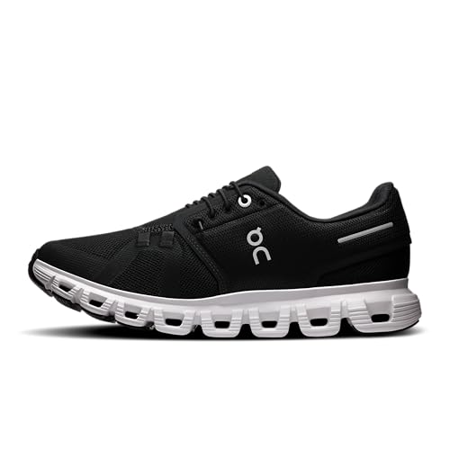 On Women's Cloud 6 Sneakers, Black | White, 9 Medium US