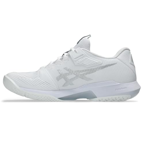 ASICS Women's Solution Speed FlyteFoam 4 Clay Tennis Shoes, 8.5, White/Pure Silver