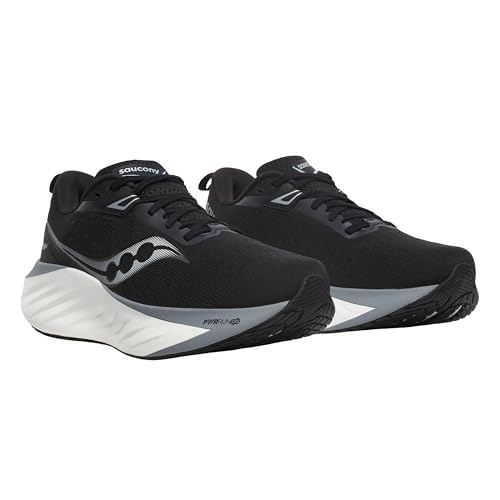 Saucony Men's Triumph 22 Sneaker, Black/White, 12.5