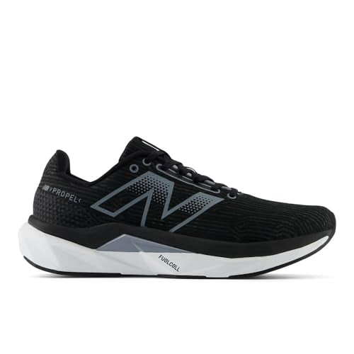 New Balance Men's FuelCell Propel V5 Running Shoe, Black/White/Steel, 10