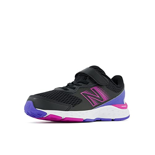 New Balance Kid's 680 V6 Hook and Loop Running Shoe, Black/Magenta Pop/Aura, 3 Infant