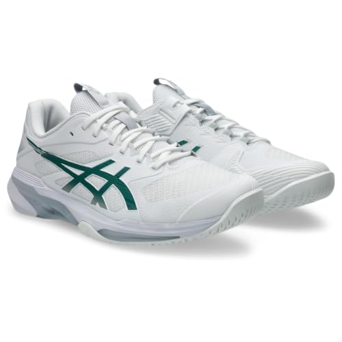 ASICS Men's Solution Speed FF 4 Tennis Shoes, 11.5, White/Pitch Green