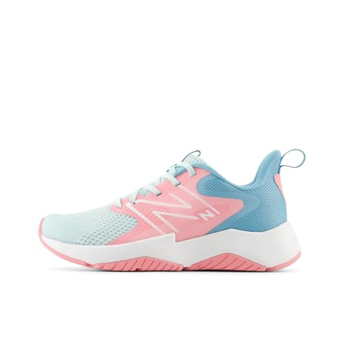 New Balance Kid's Rave Run V2 Lace-Up Running Shoe, Glint Blue/Double Bubble, 6 W Big Kid