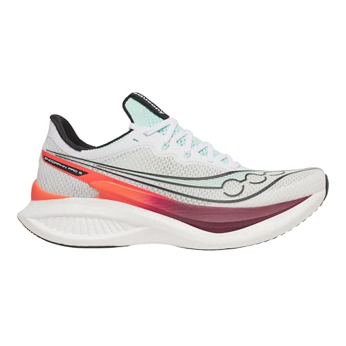 Saucony Men's Endorphin Pro 5 Sneaker, White/Crimson, 10