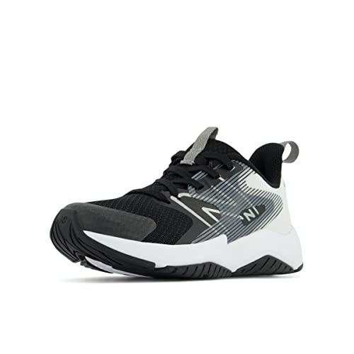 New Balance Unisex Child Rave V2 Lace-up Running Shoe, Black/White, 5 Big Kid US