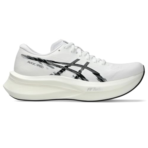 ASICS Women's Magic Speed 4 Running Shoes, 12, White/Black